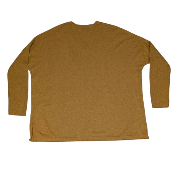J Jill V-Neck Dolman Sleeve Mustard Silk Wool Cotton Soft Cozy Blend Sweater M - Picture 7 of 9